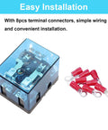 Heavy Duty Electromagnetic Relay AC 220V Coil DPDT 80A Switch 2NO 2NC Contacts with terminal connectors for easy installation.