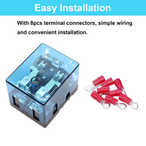 Heavy Duty Electromagnetic Relay AC 220V Coil DPDT 80A Switch 2NO 2NC Contacts with terminal connectors for easy installation.