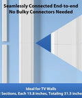 Big TV Cord Hider For Wall Mounted TVs 32 Inch White Cable Cover Kit showcasing 15.8 inch sections for seamless connection.