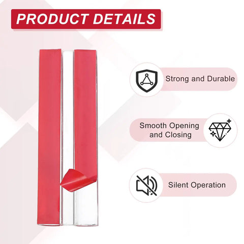 Hella Secure Clear Acrylic Piano Hinges For Furniture And Aquariums No Drama Self Adhesive Continuous Flexible Folding Tape 100 X 35Mm Pack Of Four Transparent Finish on display with red detail.