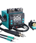 Pro Grade Soldering And Hot Air Rework Station With 992D III Iron for PCB desoldering and repair, sleep mode, durable handpiece.