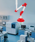 Heavy Duty Laboratory Exhaust Vent For Fume Extraction In Labs, Easy Ceiling Install, red PP housing in modern lab.