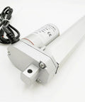 Job Site Ready Electric Linear Actuator 12V Or 24V DC Motor 800MM Stroke, silver gearbox with connecting wire, heavy duty design.