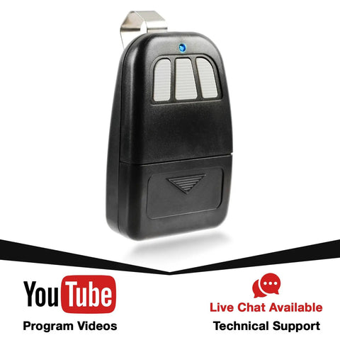 Visor Remote For Classic Drive Garage Door Opener Replacement Gate Opener 303 MHz Compatible With Models 3012 3016 3512 3212 3213 341 Includes Clip And Battery Easy Step By Step Programming Instructions hanging with clip