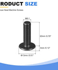 Diagram of M6 1 x 20mm Truss Head Phillips Machine Screws Full Thread Black Oxide Finish 304 Stainless Steel dimensions