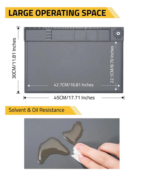 All In One Gun Cleaning Kit With Magnetic Cleaning Mat For Multi Caliber From 9mm To.223 Includes 3 Cleaning Snakes 100 Patches 50 Swabs 3 Brushes 1 Metal Pick And Dual Oil Bottles For Quick Mess Free Cleanup, 17.7x11.8 in mat