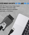 FS USB OBD2 Car Diagnostic Tool Code Reader For FORScan Adapter near laptop with USB connector.
