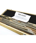 High Performance Metric Gage Blocks Set Crafted From Heavy Duty Stainless Steel Delivering Dead Accurate Calibration For Router Work And Table Saw Setup Features Eight Precision Pieces Spanning 125 MM To 500 MM in wooden case with certificate.