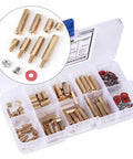 Brass M3 Standoff Kit With Screws, Washers, Nuts, And Hex Spacers For 140 Piece Electronics Hardware Set For Circuit Boards And Computer Connectors Durable Slick DIY Project Kit, assorted brass spacers in organizer