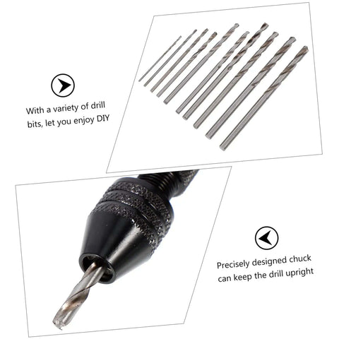 Handy Manual Hand Drill Kit With Pin Vise And Drill Holder Compact Vice Rotary Tool Set accessories including drill bits and chuck