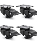 Low Profile 30mm Plate Casters Set Of 4 Beefy Heavy-Duty Nylon Wheels 1100 Lbs Capacity Anti-Wear With 4 Brakes No Marking