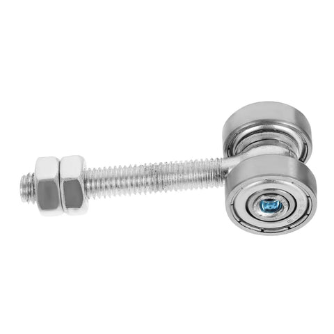 Heavy Duty Sliding Door Wheel Roller Kit With Double Bearing Steel Trolley Carriage showing dual bearing steel wheel and threaded bolt.