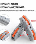 50 Pack Lever Wire Nuts Tool Free Quick Connect Wire Connectors Heavy Duty Splicing Terminal Blocks viewed from multiple angles showing snap-action mechanism.
