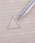 High-Accuracy Digital Calipers Pen 100mm Measuring Tool drawing a triangle on lined paper.
