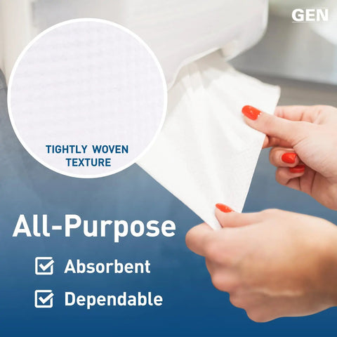 Close-up of Budget-Friendly White Hardwound Roll Towels 8 Inch By 800 Ft showing absorbent texture being dispensed by hand