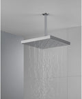 12-Inch Square Rain Shower Head With H2Okinetic Technology, 1.75 GPM, Universal Showering, Lumicoat Chrome Finish, mounted on ceiling