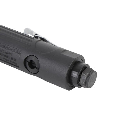Heavy Duty Pneumatic Die Grinder Kit Badass Performance At Twenty Five Thousand Rpm With Ninety Psi Shop Air And One Quarter Inch Straight Shank close-up of the grinder's attachment.