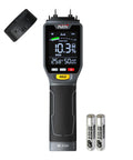 All In One Wood Moisture Meter And Digital Water Tester With Backlit LCD Display, Auto Alarm, Low Battery Indicator, Calibration And Hold Button For Wood Firewood Lumber And Floors, Measures Humidity And Temperature And Helps Detect Mold, with batteries