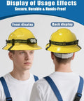 Front and back view of 8 Pack Hard Hat Headlamp Clips For Full Brim Helmets Tool Free Clip On Light Mounts Hands Free Lighting Accessory.