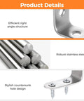Heavy Duty Stainless Steel L Brackets Set With Screws, showcasing right-angle structure and robust countersunk design