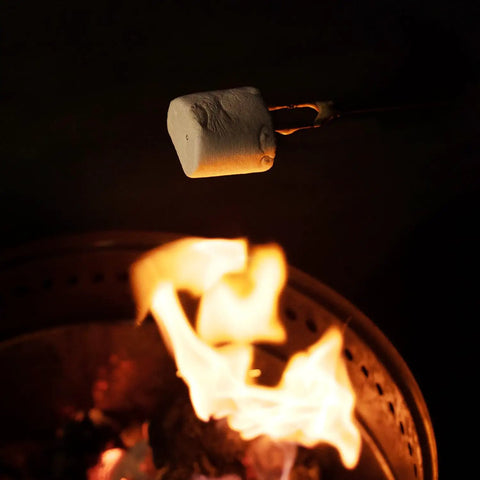 Marshmallow roasting over Smokeless Fire Pit 19 Inch Made From 304 Stainless Steel Portable Outdoor Fire Pit With Stand Bag Sticks And Holders For Solo Wood Burning Bonfire Low Smoke