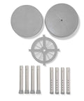Built To Last Durable Aluminum Round Swivel Shower Stool components including seat, base, and adjustable legs