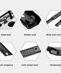 Diagram showing features of Full Extension Drawer Slides In Sleek Black Cold Rolled Steel Three Section Tracks 8 To 20 Inch