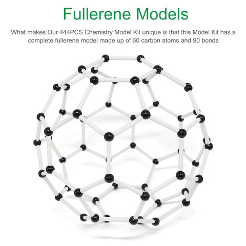 Hands On Molecular Model Kit With 444 Pieces For Organic Chemistry Atoms And Bonds C60 Included Build Realistic Molecular Structures STEM Learning Kit For Teachers Students And Young Scientists showcasing a fullerene model.
