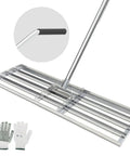 Heavy Duty Lawn Leveling Rake 35 Inch With Stainless Steel Build And Full Welded Design Pro Grade Yard Care Tool With Gloves