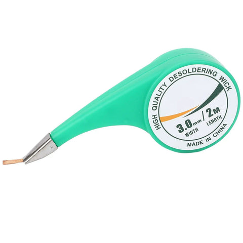 Must Have Pro Grade Desoldering Wick With Flux Brass Braided Solder Removal Tool 6.56 Ft Length 0.12 In Width in green dispenser