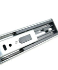 Close-up of one pack soft close ball bearing drawer slides 45mm long for kitchen cabinets under desk stainless steel storage