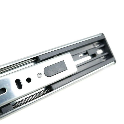 Close-up of one pack soft close ball bearing drawer slides 45mm long for kitchen cabinets under desk stainless steel storage
