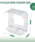 Window Bird Feeder With 4 Ultra Strong Suction Cups, Clear Dual Seed Tray, Easy To Install And Clean, View Wild Birds From Inside