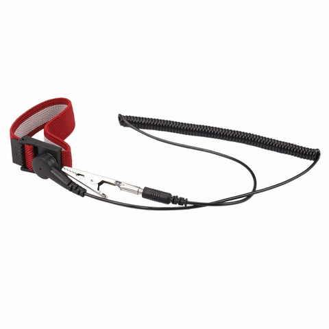 Anti Static ESD Grounding Wrist Strap Adjustable Antistatic Bracelet For Electronics Assembly, wine red, coiled cord visible