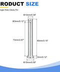Four Pack 3/8 Inch By 3-1/8 Inch Single Hole Clevis Pins In 304 Stainless Steel Flat Head Heavy Duty Hitch Pin For Trailer Latches, Mechanic Repairs, Furniture Installations, And Industrial Equipment. Size diagram of one pin