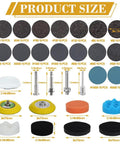 All In One 174 Pcs 3 Inch Sanding Discs Kit With Grit 60 To 10000 components layout with discs, pads, sponges, and shanks