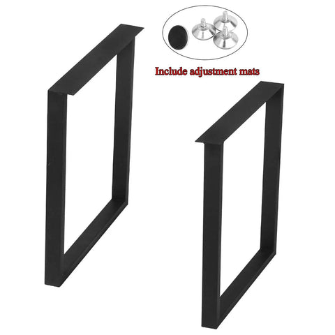 Industrial Rustic 28 Inch Tall 24 Inch Wide Square Tube Metal Table Legs with adjustment mats for DIY projects and 800 LB capacity.
