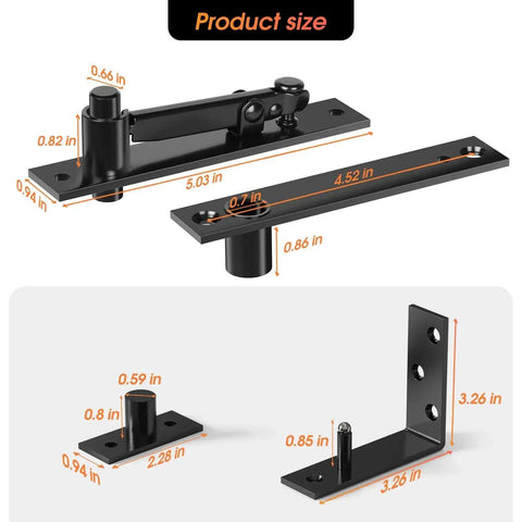 Dimensions of Heavy Duty Pivot Door Hinge For Hidden Doors And Bookcases, 180 Degree Concealed Pivot, Stainless Steel Invisible Hinge System