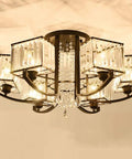 Square Crystal Pendant Light With Solid Wrought Iron Build And Energy Saving Lamps For Living Room Or Bedroom Setup That Pumps Up The Ambience And Keeps Your Interior Looking Fresh, 75x75x35cm chandelier.