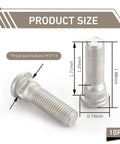 10Pcs M12x1.5 Wheel Studs 49mm Long Steel Lug Studs for Cars, showing dimensions and thread specifications.