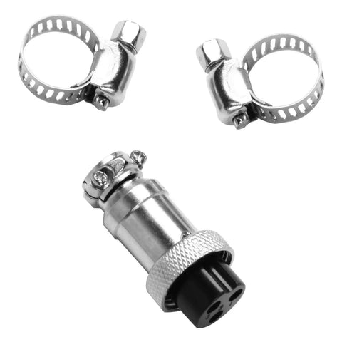 Components for Industrial Heavy Duty Water Chiller CW 3000, including metal hose clamps and connector. For CO2 laser cooling systems.