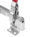 Close-up of Heavy Duty Vertical Toggle Clamps Quick Release Metal Hold Down Vise, showcasing the efficient snap lock setup.