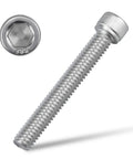 Rock Solid Heavy Duty 1/4 20 X 1.25 Inch Socket Head Cap Screw Bolt In 304 Stainless Steel showing hex head and full thread.