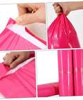 Waterproof Pink Poly Mailer Bags Pack Of 100 Size 17 By 30 Cm Thickened puncture resistant mailing envelopes shown in use