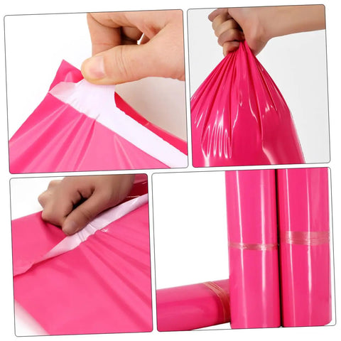 Waterproof Pink Poly Mailer Bags Pack Of 100 Size 17 By 30 Cm Thickened puncture resistant mailing envelopes shown in use