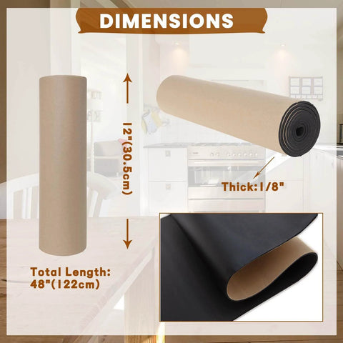 Adhesive Foam Gasket Sheet One Eighth Inch Thick 12 Inch Wide 48 Inch Long Neoprene Sponge Padding shown with dimensions