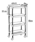 Slick Rolling Utility Cart With Four Roomy Shelves Built From Heavy Duty Plastic And Stainless Steel For Beauty Studios Nail Techs Or Mobile Service dimensions 46x28x99cm