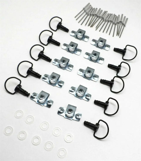 Motorcycle Quick Release D Ring Set One Quarter Turn Race Fairing Fasteners Rivets Ten Sets Universal Fit Left Right Front Rear Seventeen Millimeter Size