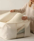 Soft Large Canvas Storage Bags With Zipper And Clear Window For Pillows, Quilts, Blankets And Comforters, 80L Each, 4 Pack Beige