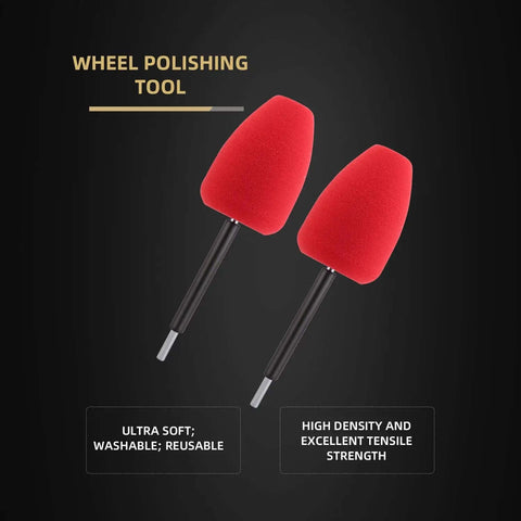 Cylindrical Drill Polishing Tool For Wheels And Hubs With Foam Sponge Pads Buffing Wheel Auto Car Rim Polisher, front view